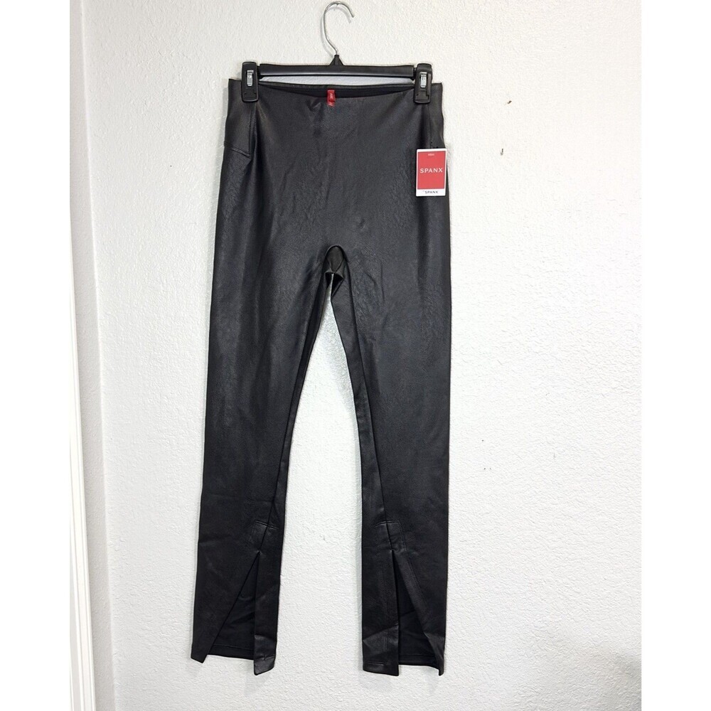 SPANX Faux Leather Like Front-Slit Skinny Pants Black Pull On Size Small NWT - Picture 5 of 14